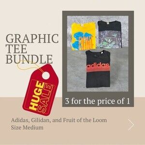 Adidas | Fruit of the Loom | Gildan Men’s Graphic Tee Size Medium